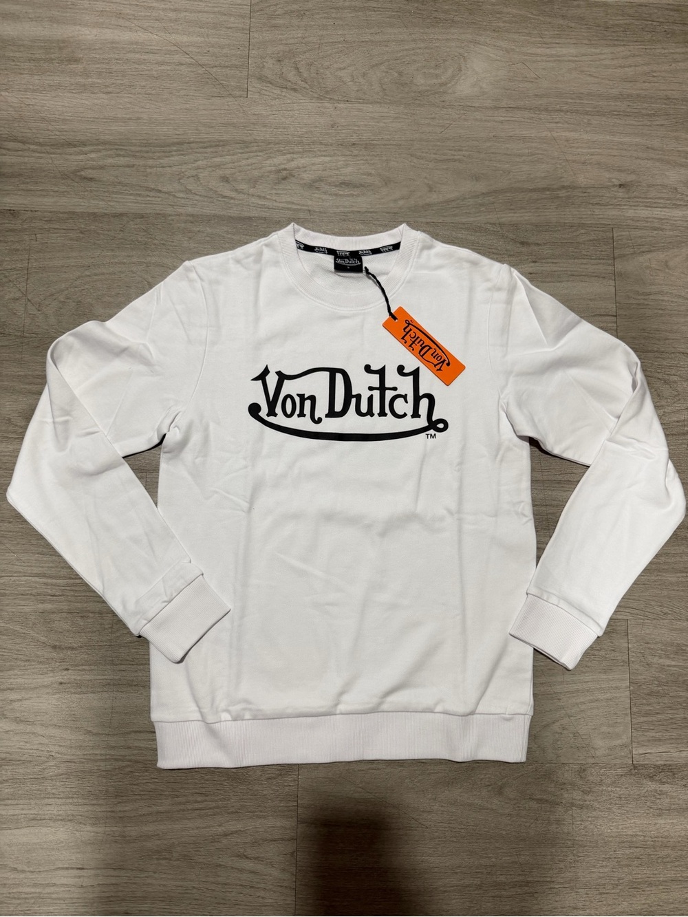Von Dutch White Crewneck Sweatshirt with Black Logo